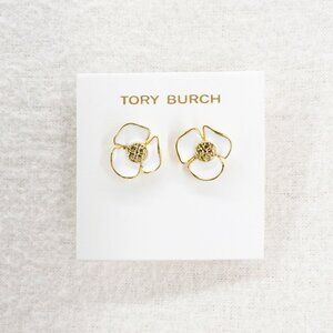 Tory Burch Fleur Flower Stud Earrings White OS